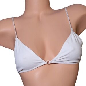 Intimately Free People White Triangle Bralette Ring Detail Strappy Back NWOT M/L